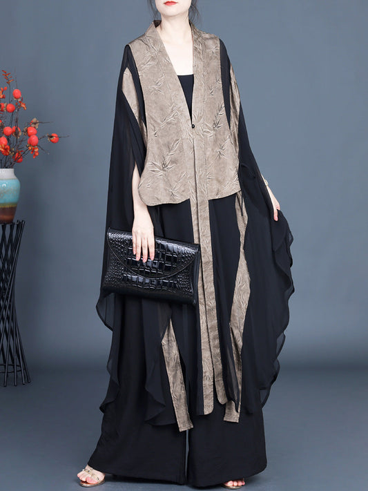 Leaf Jacquard Spliced Summer Outwear Pa1035