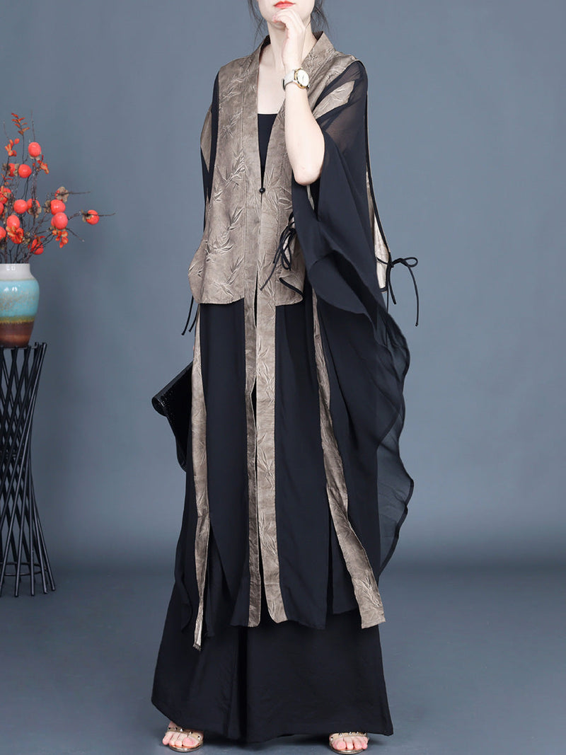 Leaf Jacquard Spliced Summer Outwear Kl1044