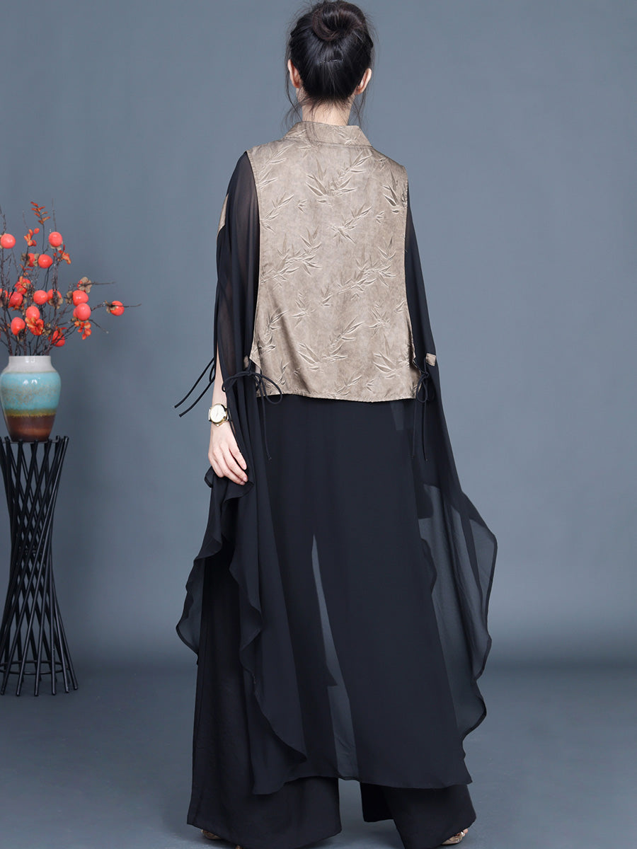 Leaf Jacquard Spliced Summer Outwear Pa1035