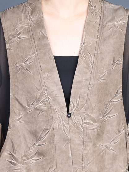 Leaf Jacquard Spliced Summer Outwear Kl1044