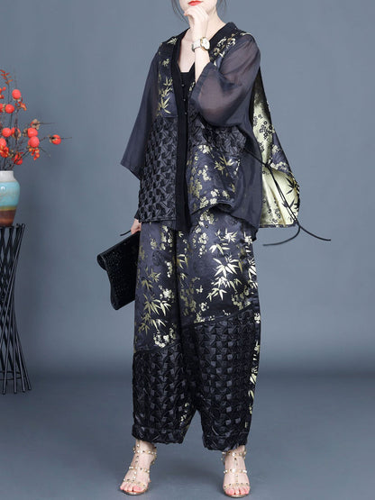Summer Flower Spliced Shirt+pants Kl1015