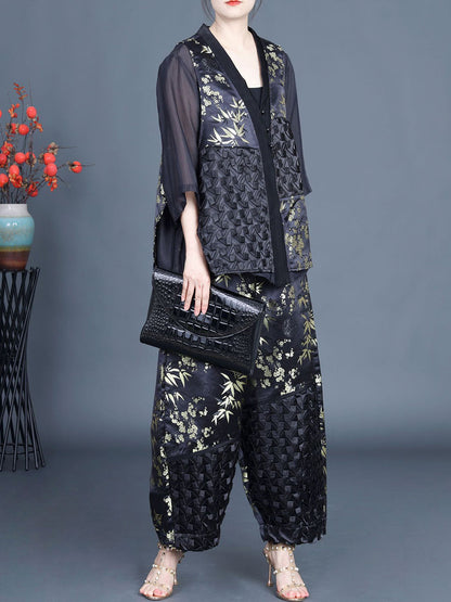 Summer Flower Spliced Shirt+pants Kl1015