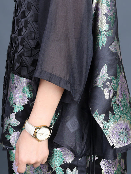 Summer Flower Spliced Shirt+pants Kl1015