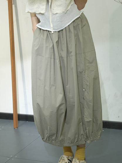 Artsy Summer Button Cotton Skirt Kl1017
