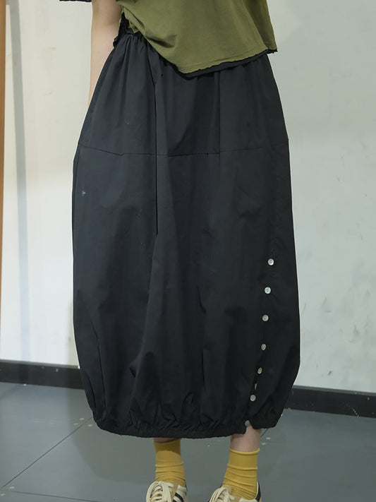 Artsy Summer Button Cotton Skirt Kl1017