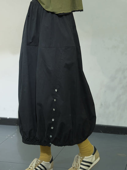 Artsy Summer Button Cotton Skirt Kl1017