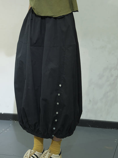 Artsy Summer Button Cotton Skirt Kl1017