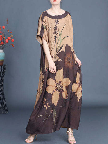 Summer Artsy Flower Colorblock Maxi Dress Xx1049