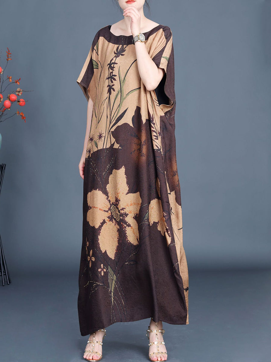 Summer Artsy Flower Colorblock Maxi Dress Xx1049