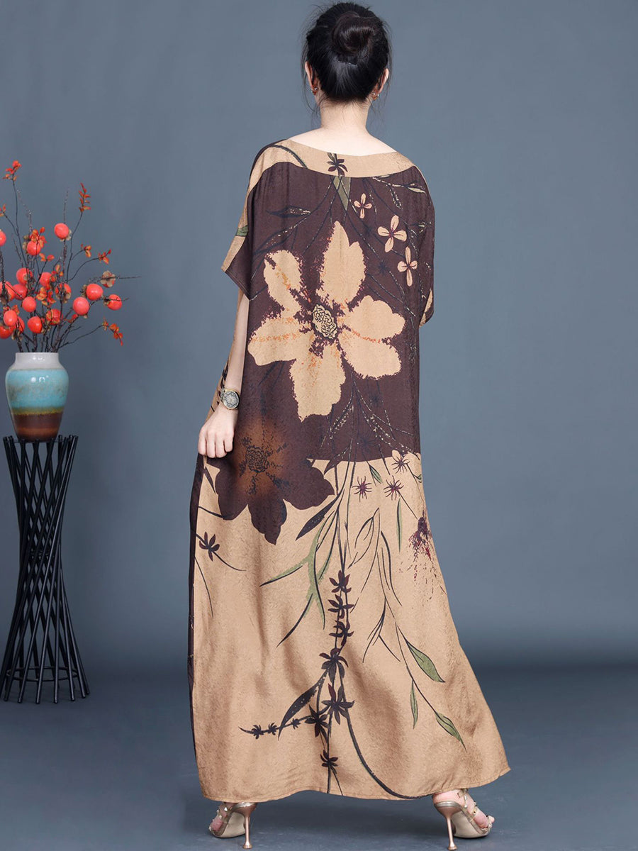 Summer Artsy Flower Colorblock Maxi Dress Xx1049