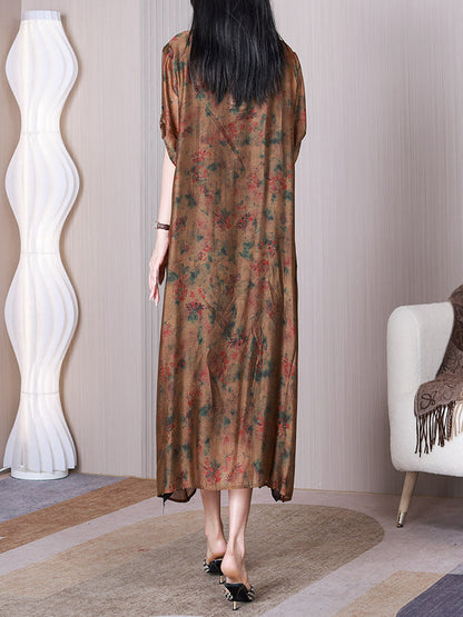Summer Retro Spliced Silk Long Shirt Coat Qw1009