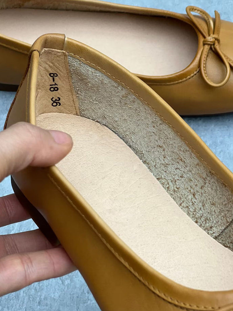 Summer Leather Bowknot Flat Shoes We1041