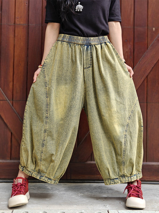 Summer Retro Washed Denim Harem Pants We1040