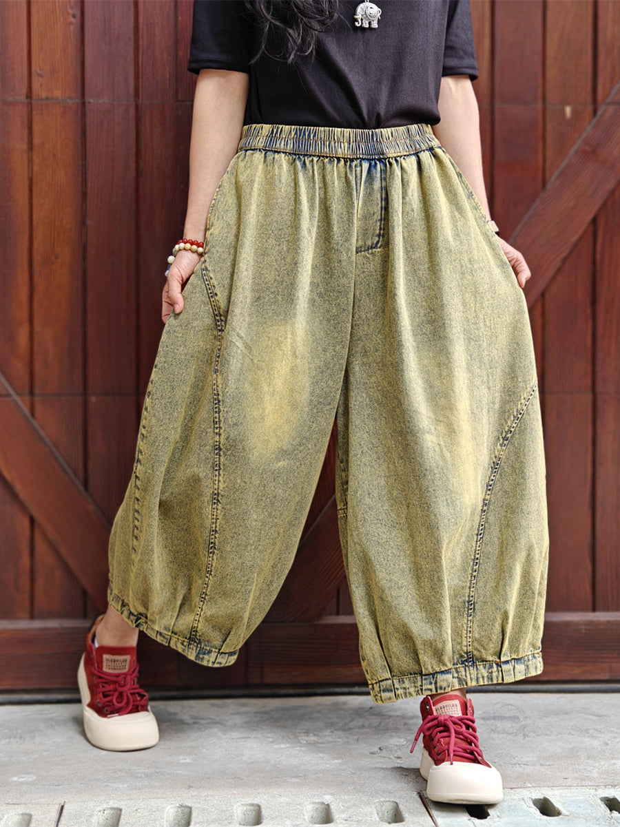 Summer Retro Washed Denim Harem Pants We1040