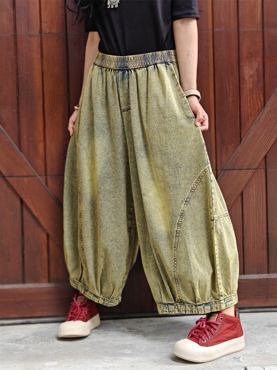 Summer Retro Washed Denim Harem Pants We1040