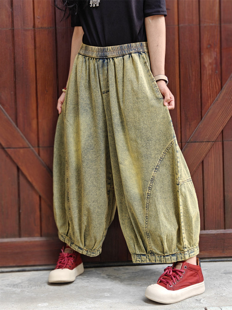 Summer Retro Washed Denim Harem Pants We1040