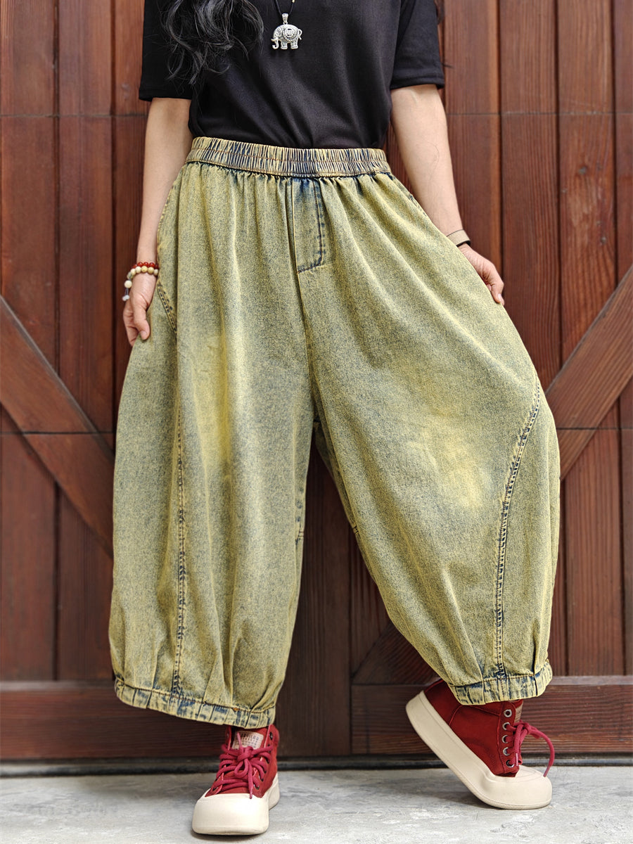 Summer Retro Washed Denim Harem Pants We1040