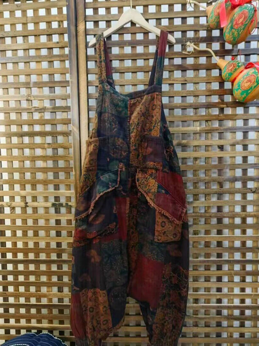 Retro Patch Spliced Summer Jumpsuits We1044