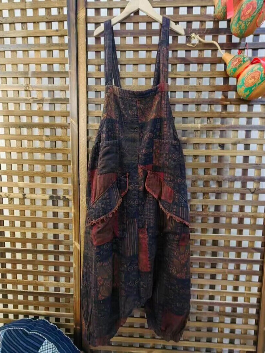 Retro Patch Spliced Summer Jumpsuits We1044