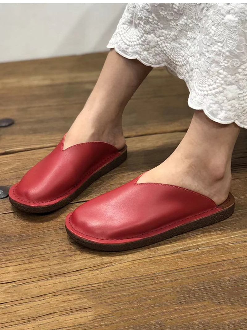 Summer Soft Leather Flat Slippers We1012