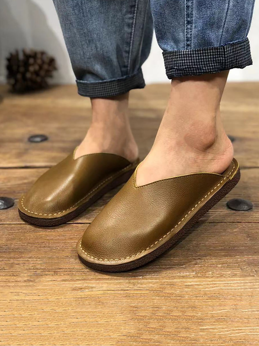 Summer Soft Leather Flat Slippers We1012