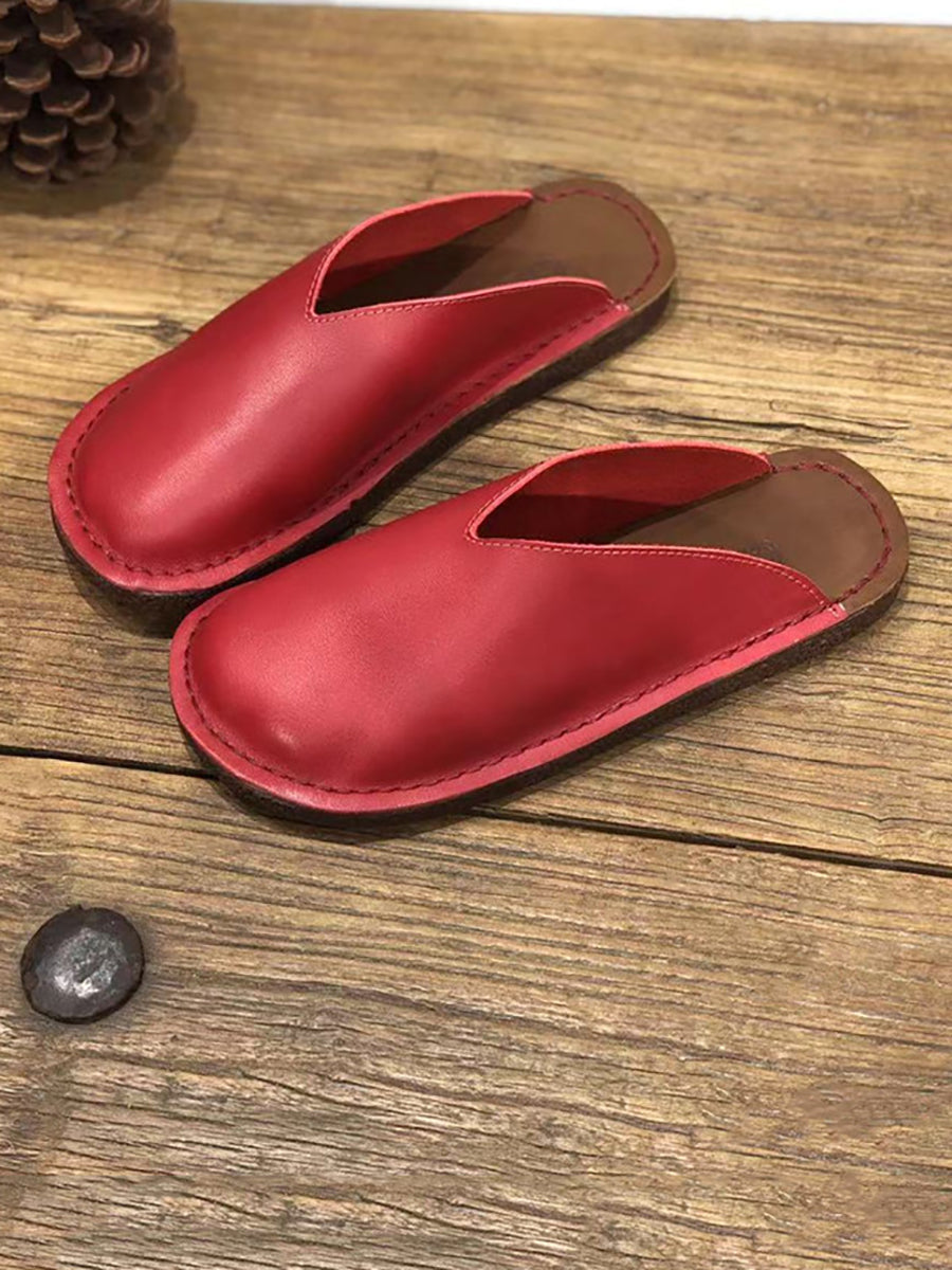 Summer Soft Leather Flat Slippers We1012