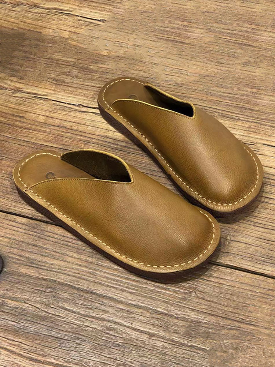 Summer Soft Leather Flat Slippers We1012
