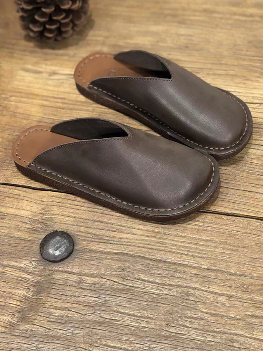 Summer Soft Leather Flat Slippers We1012