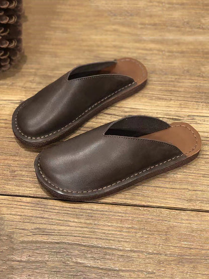 Summer Soft Leather Flat Slippers We1012