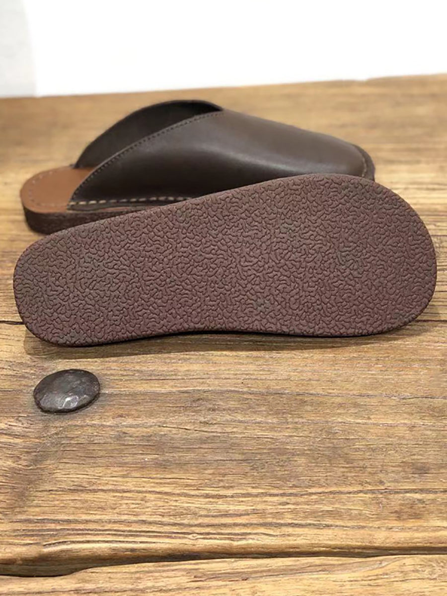 Summer Soft Leather Flat Slippers We1012