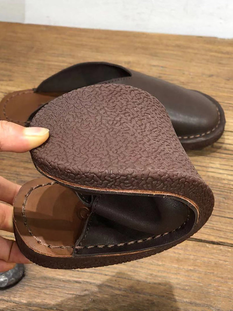 Summer Soft Leather Flat Slippers We1012