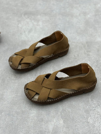 Summer Leather Weaven Flat Shoes We1020