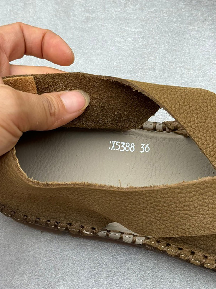 Summer Leather Weaven Flat Shoes We1020
