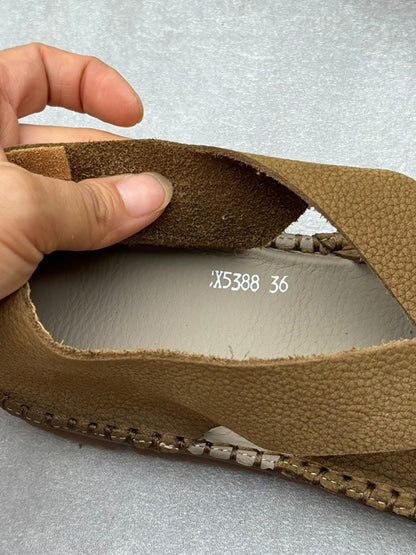Summer Leather Weaven Flat Shoes We1020