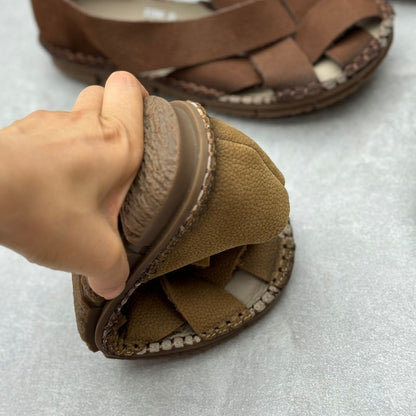 Summer Leather Weaven Flat Shoes We1020