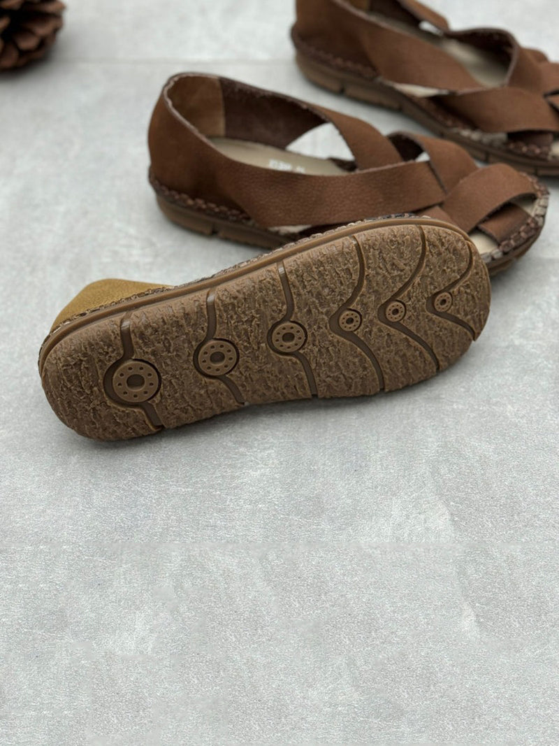Summer Leather Weaven Flat Shoes We1020