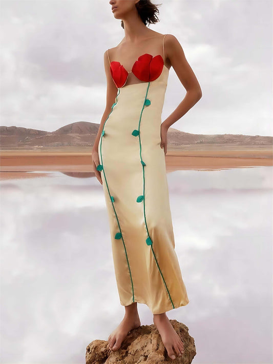 Fashionable and Sleeveless Contrast Patchwork Maxi Dresses