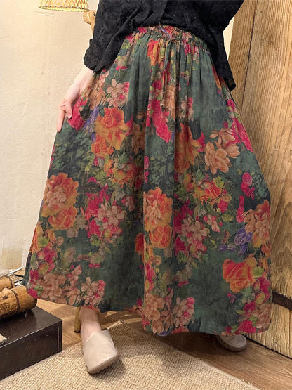 Summer Flower Dual-layer Cotton Skirt Ty1005