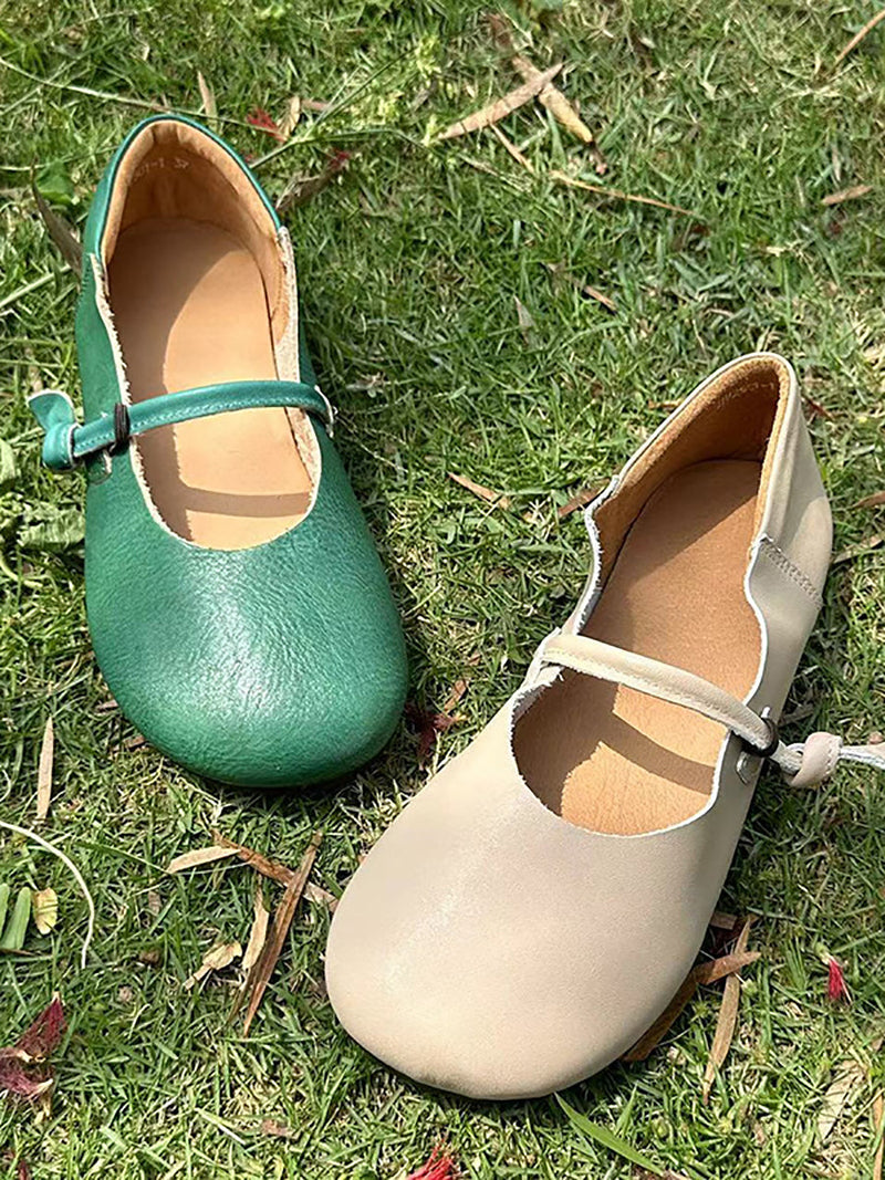 Summer Soft Leather Flat Shoes As1014