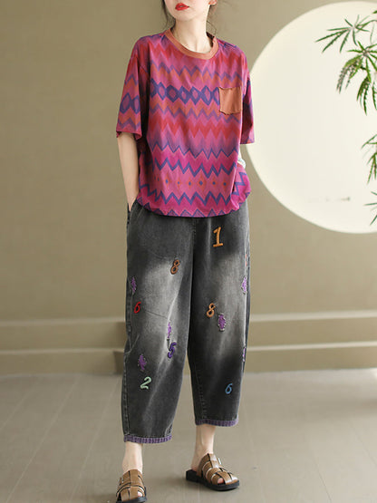 Summer Embroidery Denim Pants As1048