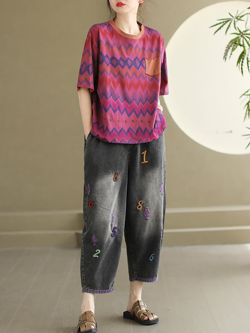 Summer Embroidery Denim Pants As1048