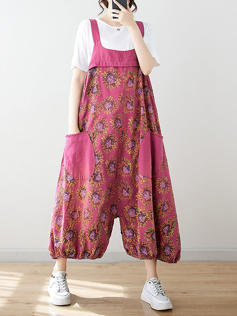 Summer Artsy Spliced Loose Jumpsuits As1051