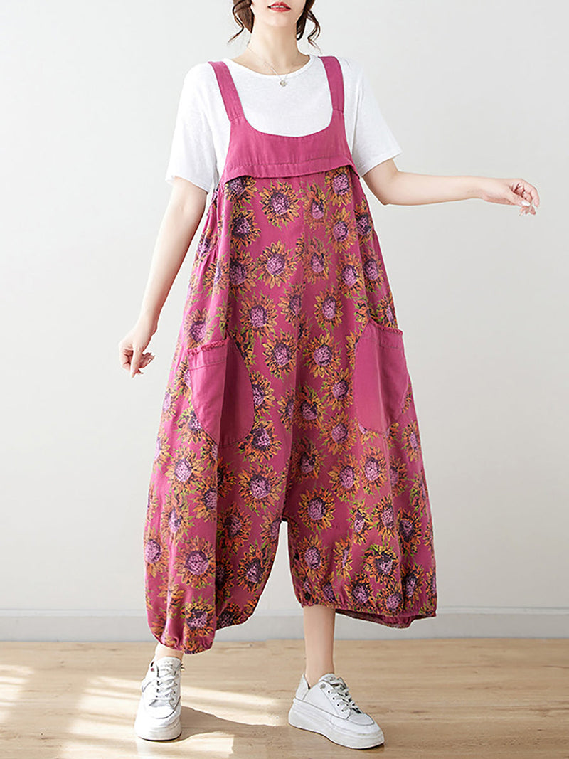 Summer Artsy Spliced Loose Jumpsuits As1051