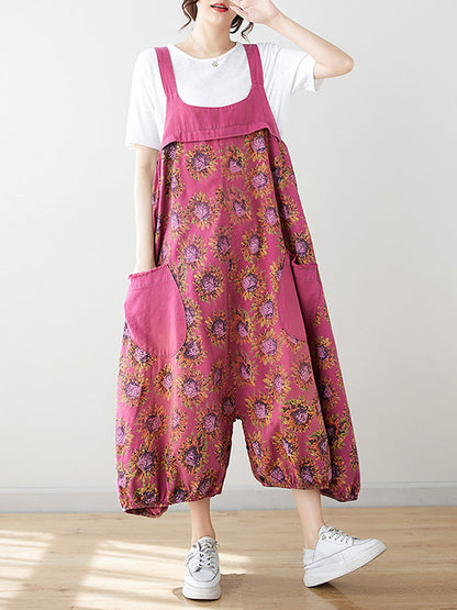 Summer Artsy Spliced Loose Jumpsuits As1051