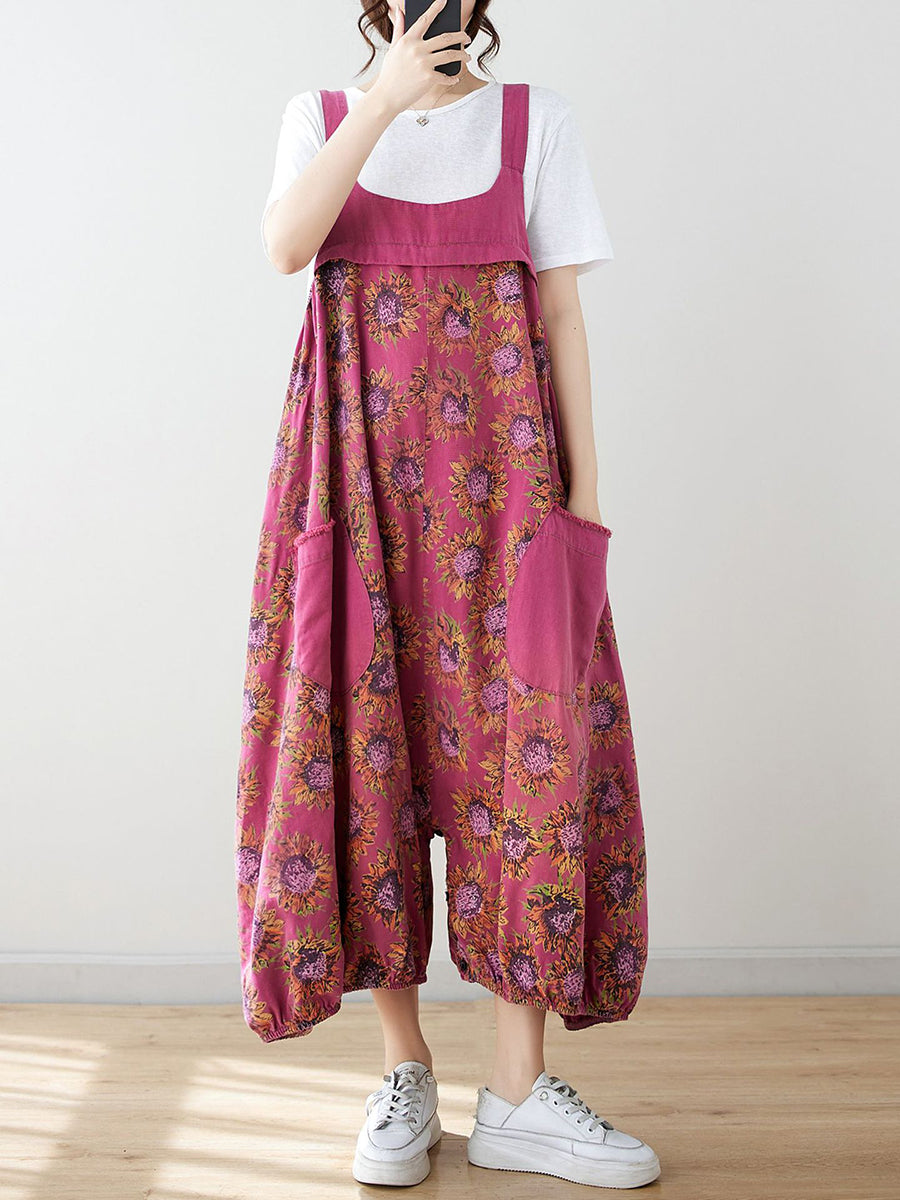 Summer Artsy Spliced Loose Jumpsuits As1051
