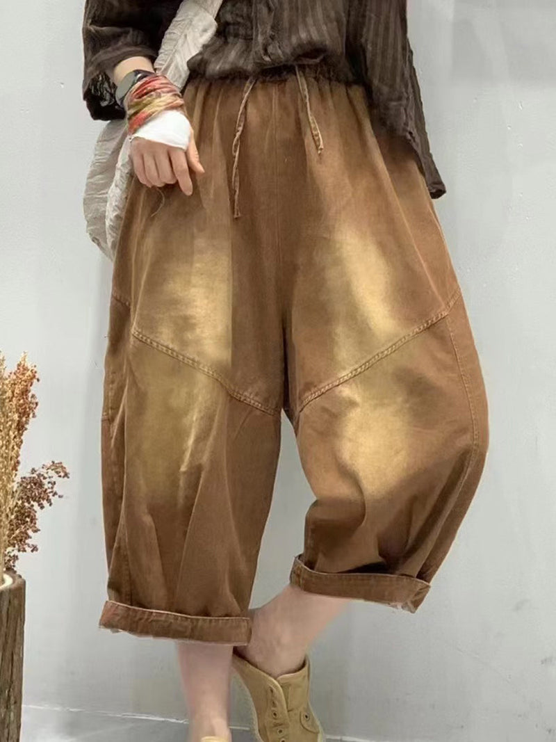 Summer Spliced Loose Harem Pants Fg1001