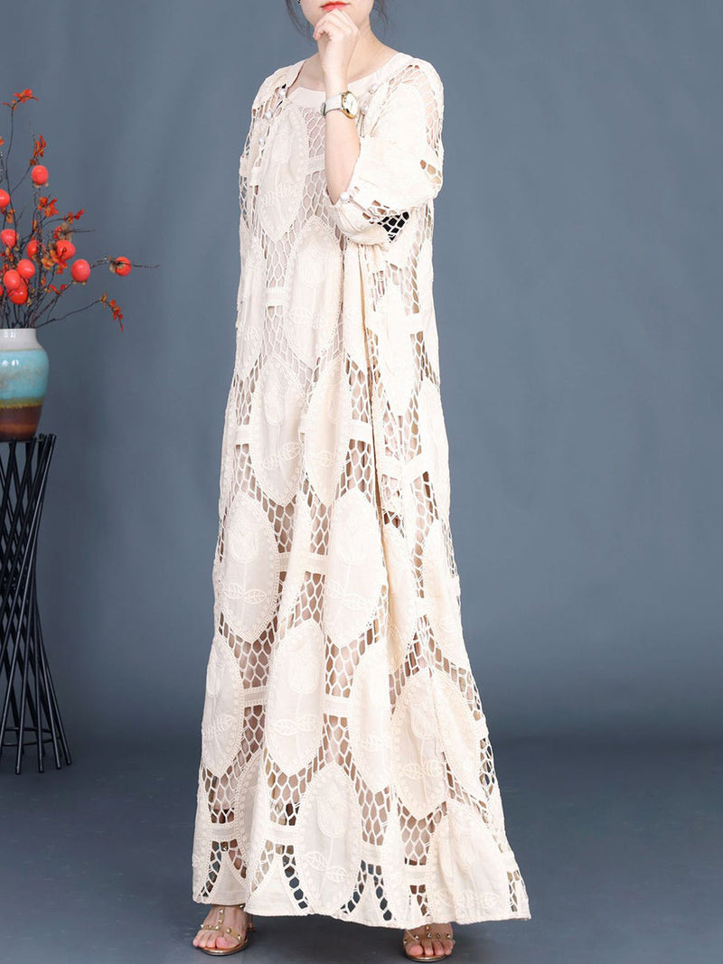 Summer Artsy Cutout Maxi Dress Fg1038