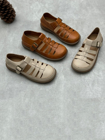 Summer Soft Leather Spliced Sandals Zz1009