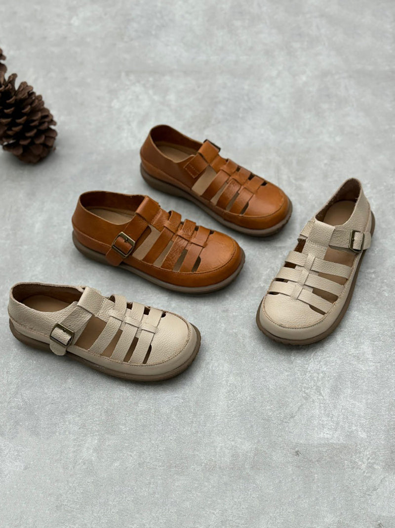 Summer Soft Leather Spliced Sandals Zz1009