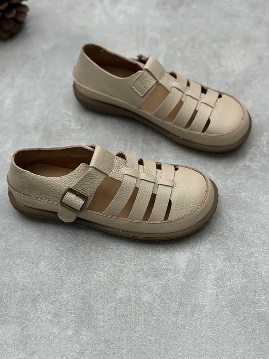 Summer Soft Leather Spliced Sandals Zz1009
